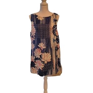 Pure Jill 100% Linen Floral Tank Size Large Breezy Coastal Natural lagenlook